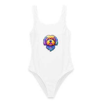 Tibetan Kyi Apso Hunderasse Cartoon Kawaii Illustra - Frauen Badeanzug - Weiß - Vorne - AI Model Female 172 dark (172cm)