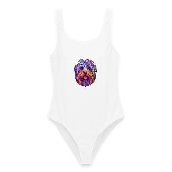 Skye Terrier Hunderasse Cartoon Kawaii Illustration - Frauen Badeanzug - Weiß - Vorne - AI Model Female 172 dark (172cm)