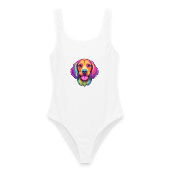 Dänische Broholmer Hunderasse Cartoon Kawaii Illustra - Frauen Badeanzug - Weiß - Vorne - AI Model Female 172 dark (172cm)