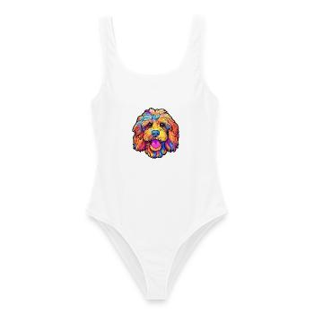 Cockapoo Hunderasse Cartoon Kawaii Illustration - Frauen Badeanzug - Weiß - Vorne - AI Model Female 172 dark (172cm)