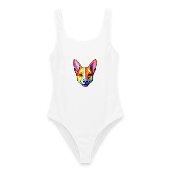 Basenji Hunderasse Cartoon Kawaii Illustration - Frauen Badeanzug - Weiß - Vorne - AI Model Female 172 dark (172cm)