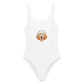Deutsche Schäferhundsrasse Cartoon Kawaii Illust - Frauen Badeanzug - Weiß - Vorne - AI Model Female 172 dark (172cm)