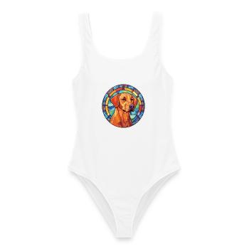 Rhodesian Ridgeback Hund Buntes Aquarell Haustier - Frauen Badeanzug - Weiß - Vorne - AI Model Female 172 dark (172cm)