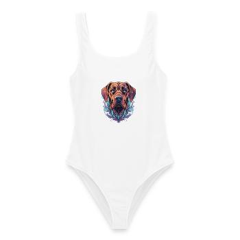 Rhodesian Ridgeback Hund Buntes Aquarell Haustier - Frauen Badeanzug - Weiß - Vorne - AI Model Female 172 dark (172cm)