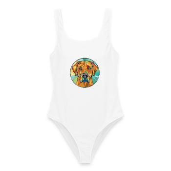 Rhodesian Ridgeback Hund Buntes Aquarell Haustier - Frauen Badeanzug - Weiß - Vorne - AI Model Female 172 dark (172cm)