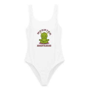 Monster Mindfulness – Halloween Meditation Design - Frauen Badeanzug - Weiß - Vorne - AI Model Female 172 dark (172cm)
