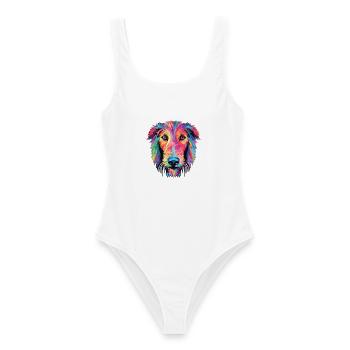 Scottish Deerhound Hunderasse buntes Aquarell - Frauen Badeanzug - Weiß - Vorne - AI Model Female 172 dark (172cm)