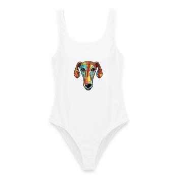 Greyhound Hund Rasse Aquarell Glas Illustration - Frauen Badeanzug - Weiß - Vorne - AI Model Female 172 dark (172cm)