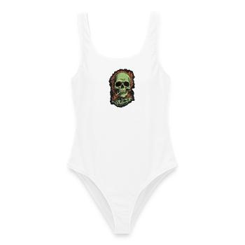 Smoking Skull - Frauen Badeanzug - Weiß - Vorne - AI Model Female 172 dark (172cm)
