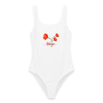 Waage Sternzeichen Waage Libra Mohn Klatschmohn - Frauen Badeanzug - Weiß - Vorne - AI Model Female 172 dark (172cm)