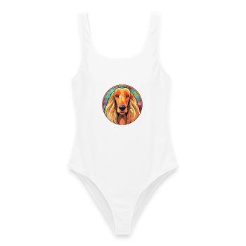 Afghanischer Jagdhund Rasse Aquarell Illustration - Frauen Badeanzug - Weiß - Vorne - AI Model Female 172 dark (172cm)