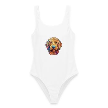 Goldendoodle Hunderasse Aquarell Illustration - Frauen Badeanzug - Weiß - Vorne - AI Model Female 172 dark (172cm)