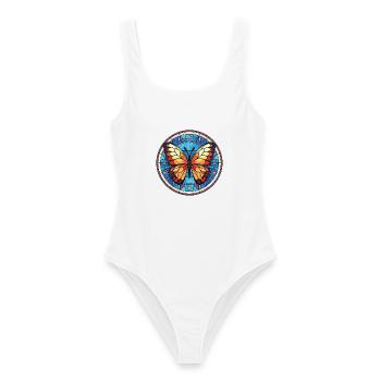 Schmetterling Bunte Aquarell-Tierillustration - Frauen Badeanzug - Weiß - Vorne - AI Model Female 172 dark (172cm)
