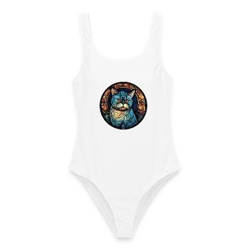 Exotische Kurzhaarkatzenrasse Aquarellglas - Frauen Badeanzug - Weiß - Vorne - AI Model Female 172 dark (172cm)