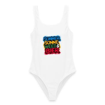 Sommer Sonne Weed Bier - Frauen Badeanzug - Weiß - Vorne - AI Model Female 172 dark (172cm)