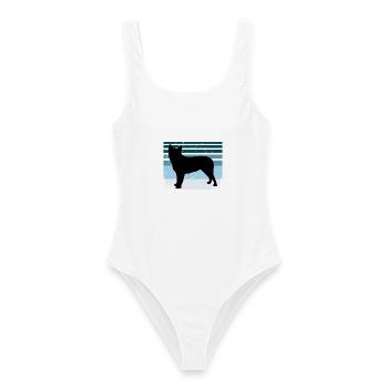 Blauer Heeler Hundeliebhaber Silhouette Vintage Sonnenuntergang - Frauen Badeanzug - Weiß - Vorne - AI Model Female 172 dark (172cm)