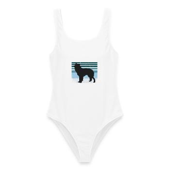 Border Collie Hundeliebhaber Silhouette Vintage Sonnenuntergang - Frauen Badeanzug - Weiß - Vorne - AI Model Female 172 dark (172cm)