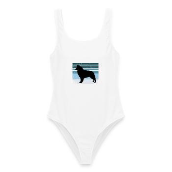 Belgischer Schäferhund Groenendael Hund Silhouette Retro - Frauen Badeanzug - Weiß - Vorne - AI Model Female 172 dark (172cm)