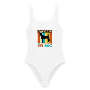 Chilenischer Foxterrier Hund Silhouette Retro Sonnenuntergang - Frauen Badeanzug - Weiß - Vorne - AI Model Female 172 dark (172cm)