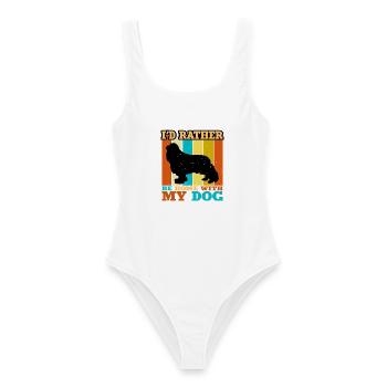 Cavalier King Charles Spaniel Hund Silhouette - Frauen Badeanzug - Weiß - Vorne - AI Model Female 172 dark (172cm)
