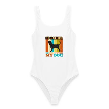 Bluthund Hund Liebhaber Silhouette Vintage Sonnenuntergang - Frauen Badeanzug - Weiß - Vorne - AI Model Female 172 dark (172cm)