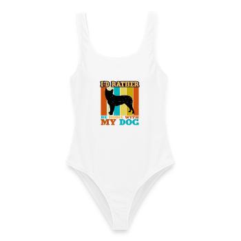 Blue Heeler Dog Lover Silhouette Vintage Sunset - Frauen Badeanzug - Weiß - Vorne - AI Model Female 172 dark (172cm)