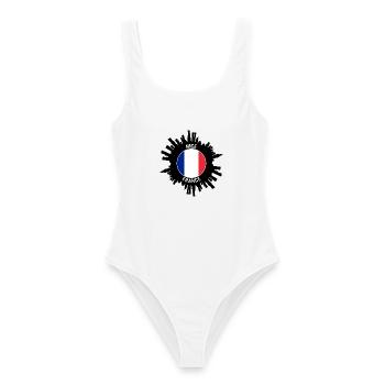 Nizza Skyline Frankreich Flagge Reise Souvenir - Frauen Badeanzug - Weiß - Vorne - AI Model Female 172 dark (172cm)