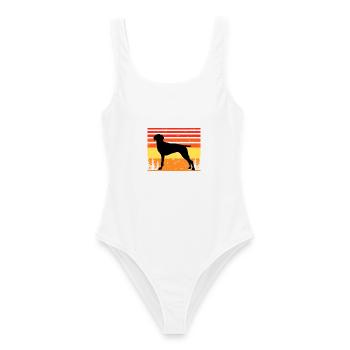 Old Danish Pointer Dog Silhouette Retro Sonnenuntergang - Frauen Badeanzug - Weiß - Vorne - AI Model Female 172 dark (172cm)