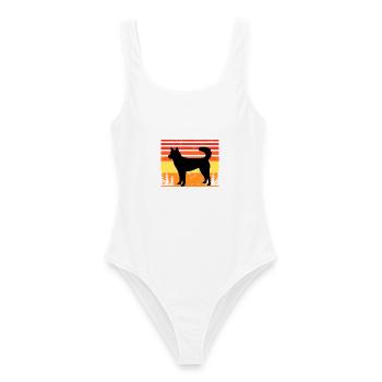 Kai Ken Hundeliebhaber Silhouette Vintage Sonnenuntergang - Frauen Badeanzug - Weiß - Vorne - AI Model Female 172 dark (172cm)