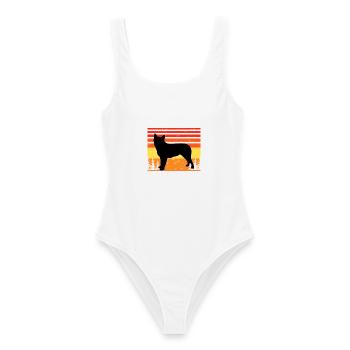 Blue Heeler Hund Liebhaber Silhouette Vintage Sonnenuntergang - Frauen Badeanzug - Weiß - Vorne - AI Model Female 172 dark (172cm)