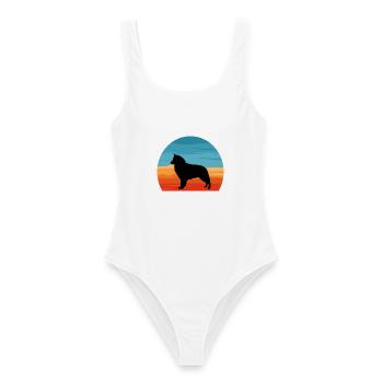 Belgischer Schäferhund Groenendael Hund Silhouette Retro - Frauen Badeanzug - Weiß - Vorne - AI Model Female 172 dark (172cm)