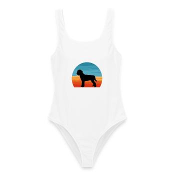 Lagotto Romagnolo Hund Liebe Silhouette Retro Sonnenuntergang - Frauen Badeanzug - Weiß - Vorne - AI Model Female 172 dark (172cm)