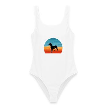 Andalusischer Laufhund Hundeliebhaber Silhouette Retro Sonnenuntergang - Frauen Badeanzug - Weiß - Vorne - AI Model Female 172 dark (172cm)