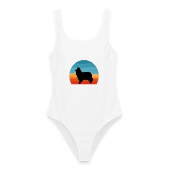 Collie Rough Dog Lover Silhouette Vintage Sonnenuntergang - Frauen Badeanzug - Weiß - Vorne - AI Model Female 172 dark (172cm)