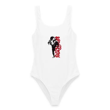 muay thai fighter - Frauen Badeanzug - Weiß - Vorne - AI Model Female 172 dark (172cm)