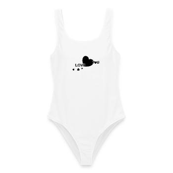love you valentine couple hearts - Frauen Badeanzug - Weiß - Vorne - AI Model Female 172 dark (172cm)