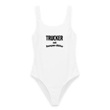 Trucker mit Rampen Abitur - Frauen Badeanzug - Weiß - Vorne - AI Model Female 172 dark (172cm)