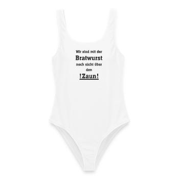 Spruch Bratwurst - Frauen Badeanzug - Weiß - Vorne - AI Model Female 172 dark (172cm)