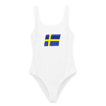 Sweden flag paint - Frauen Badeanzug - Weiß - Vorne - AI Model Female 172 dark (172cm)