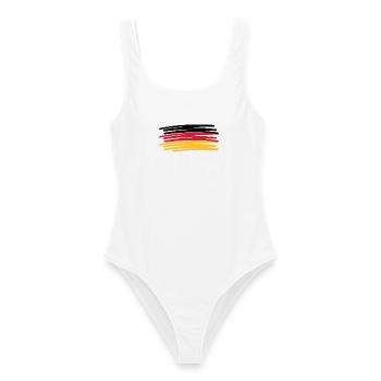 Deutschland Farben Stift gemalt Fahne - Frauen Badeanzug - Weiß - Vorne - AI Model Female 172 dark (172cm)