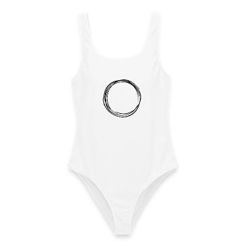 Ring Kreis Circle Zirkel 1 - Frauen Badeanzug - Weiß - Vorne - AI Model Female 172 dark (172cm)