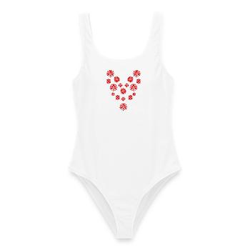 PAAR. ICH HABE GERADE GEHEIRATET. Junggesellinnenabschied. VALENTINSTAG. MARIES - Frauen Badeanzug - Weiß - Vorne - AI Model Female 172 dark (172cm)