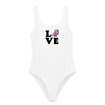 Love Wellensittich - Frauen Badeanzug - Weiß - Vorne - AI Model Female 172 dark (172cm)