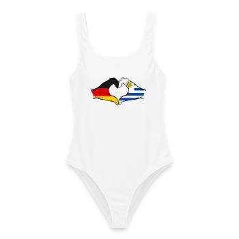 Deutschland Uruguay Flagge Hände Herzform - Frauen Badeanzug - Weiß - Vorne - AI Model Female 172 dark (172cm)