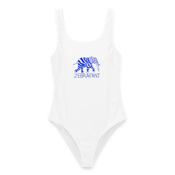 Zebrafant – Zebra trifft Elefant - Frauen Badeanzug - Weiß - Vorne - AI Model Female 172 dark (172cm)