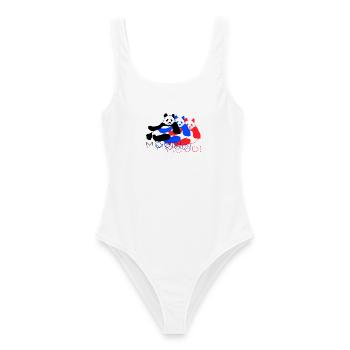 Panda Mood Tricolor – lustiges Panda-Motiv - Frauen Badeanzug - Weiß - Vorne - AI Model Female 172 dark (172cm)