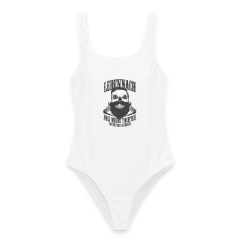 Fass meine Tochter an - Vater Spruch Totenkopf - Frauen Badeanzug - Weiß - Vorne - AI Model Female 172 dark (172cm)
