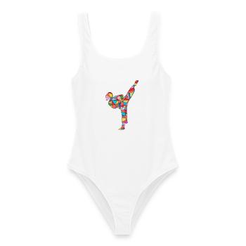 Karate Girl Kampfsportler Frauen Taekwondo Mädchen - Frauen Badeanzug - Weiß - Vorne - AI Model Female 172 dark (172cm)