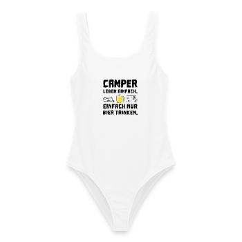 camper leben einfach bier trinken - Frauen Badeanzug - Weiß - Vorne - AI Model Female 172 dark (172cm)