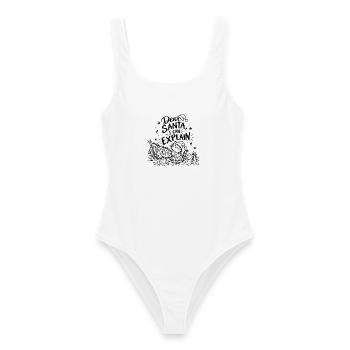 Dear Santa, I can explain – Weihnachtskatze Spruch - Frauen Badeanzug - Weiß - Vorne - AI Model Female 172 dark (172cm)